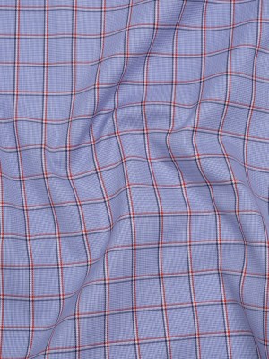 Cotton Shirting – Blue, Red and White Windowpane Checks – Deadstock Cotton Shirting – Blue, Red and White Windowpane Checks – Deadstock