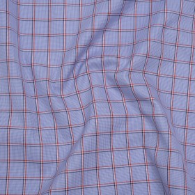 Cotton Shirting – Blue, Red and White Windowpane Checks – Deadstock Cotton Shirting – Blue, Red and White Windowpane Checks – Deadstock