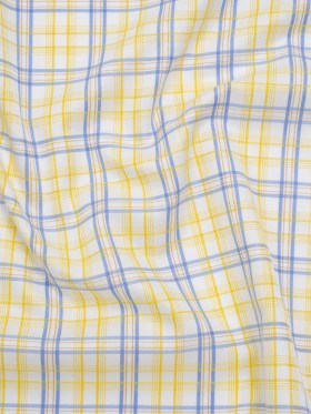 Cotton Twill Shirting – Sky Blue, Sunshine Yellow and White Plaid – Deadstock Cotton Twill Shirting – Sky Blue, Sunshine Yellow and White Plaid – Deadstock