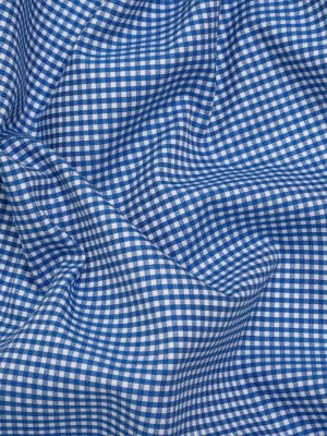 Cotton Twill Shirting – Cobalt Blue and White Checks – Deadstock Cotton Twill Shirting – Cobalt Blue and White Checks – Deadstock