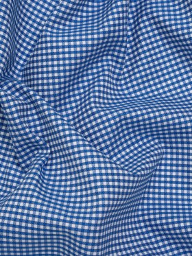 Cotton Twill Shirting – Cobalt Blue and White Checks – Deadstock Cotton Twill Shirting – Cobalt Blue and White Checks – Deadstock