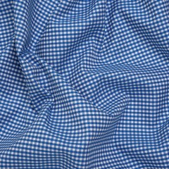 Cotton Twill Shirting – Cobalt Blue and White Checks – Deadstock Cotton Twill Shirting – Cobalt Blue and White Checks – Deadstock