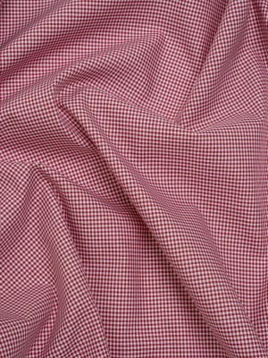 Cotton Twill Shirting – Red and White Tiny Checks – Deadstock Cotton Twill Shirting – Red and White Tiny Checks – Deadstock