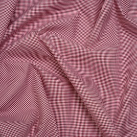 Cotton Twill Shirting – Red and White Tiny Checks – Deadstock Cotton Twill Shirting – Red and White Tiny Checks – Deadstock
