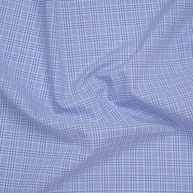 Cotton Shirting – Light Blue and White Checked Plaid – Designer Deadstock Cotton Shirting – Light Blue and White Checked Plaid – Designer Deadstock