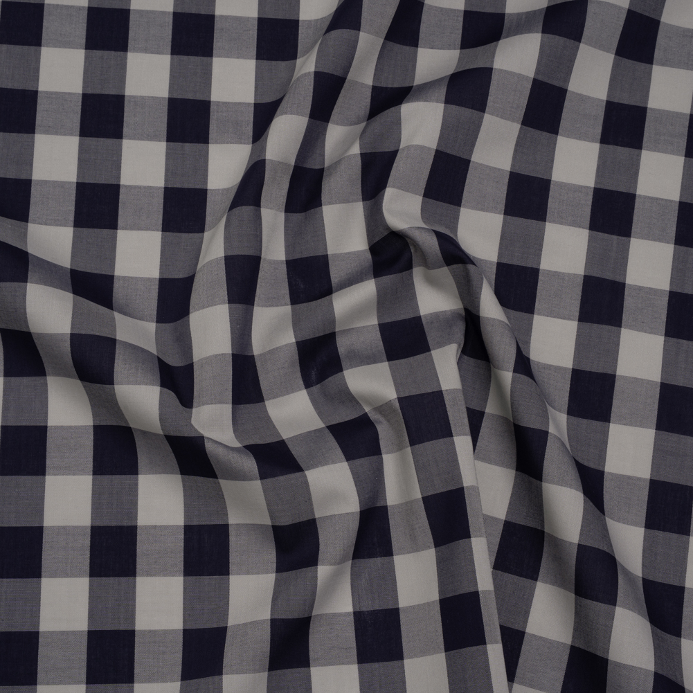 Cotton Shirting – Gray and Dark Navy Big Checks – Deadstock Cotton Shirting – Gray and Dark Navy Big Checks – Deadstock