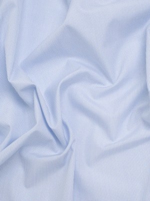 Cotton Shirting – Light Blue and White Micro Checks – Designer Deadstock Cotton Shirting – Light Blue and White Micro Checks – Designer Deadstock