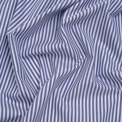 Cotton Shirting – Dark Blue and White Candy Stripes – Designer Deadstock Cotton Shirting – Dark Blue and White Candy Stripes – Designer Deadstock