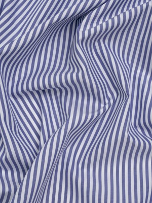 Cotton Shirting – Dark Blue and White Candy Stripes – Designer Deadstock Cotton Shirting – Dark Blue and White Candy Stripes – Designer Deadstock