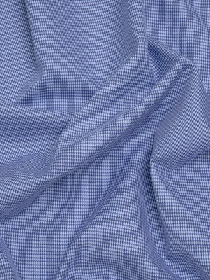 Cotton Twill Shirting – Blue and White Little Houndstooth – Deadstock Cotton Twill Shirting – Blue and White Little Houndstooth – Deadstock