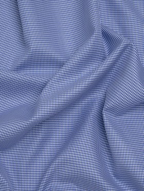 Cotton Twill Shirting – Blue and White Little Houndstooth – Deadstock Cotton Twill Shirting – Blue and White Little Houndstooth – Deadstock
