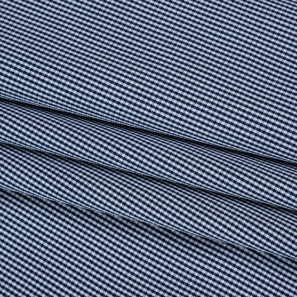 Cotton Shirting - Midnight Blue and White Tiny Checks - Deadstock