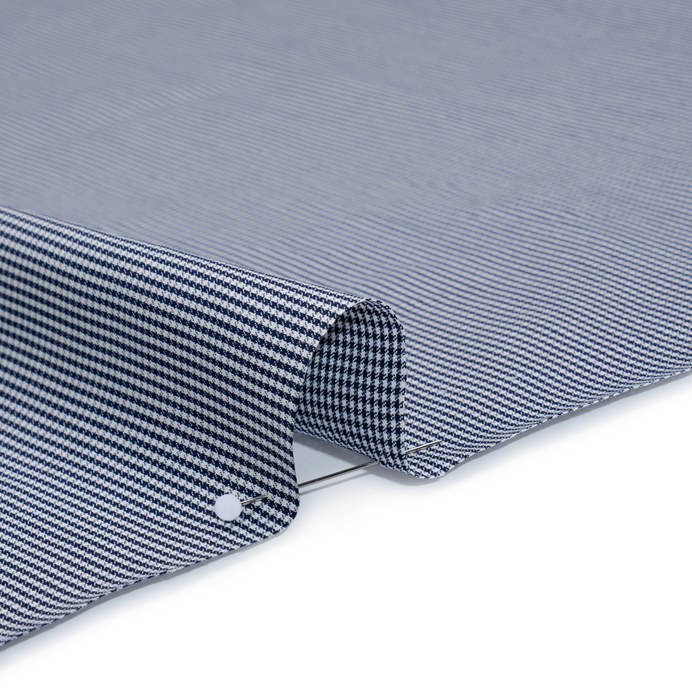 Cotton Shirting - Midnight Blue and White Tiny Checks - Deadstock