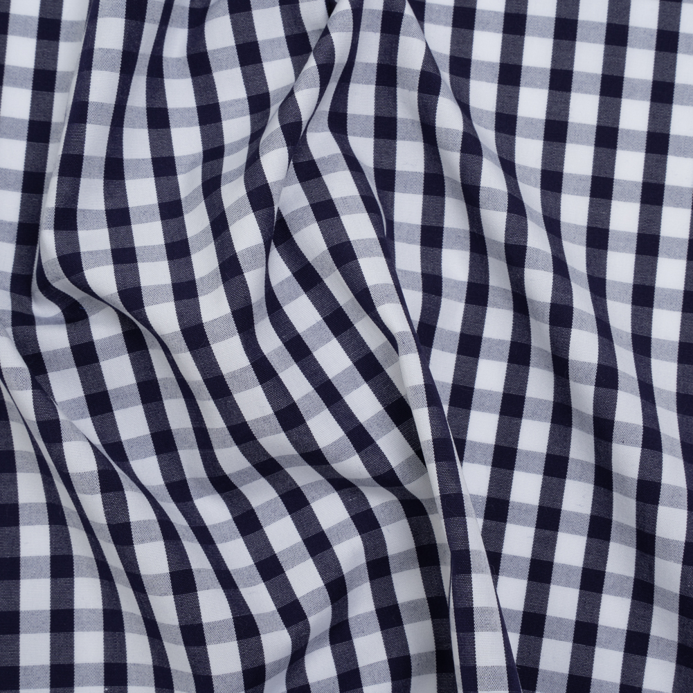 Cotton Shirting – Navy Blue and White Checks – Deadstock Cotton Shirting – Navy Blue and White Checks – Deadstock