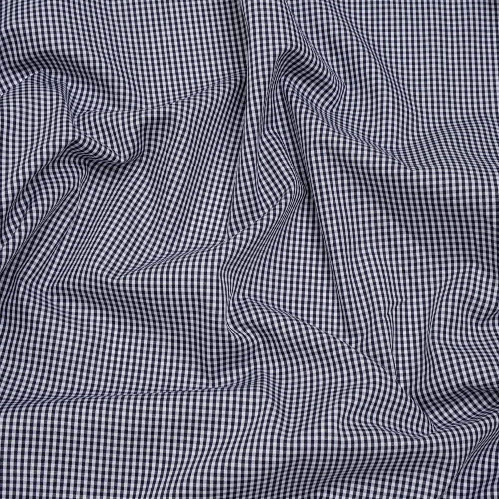 Cotton Gingham Shirting – Navy and White Tiny Checks – Deadstock Cotton Gingham Shirting – Navy and White Tiny Checks – Deadstock