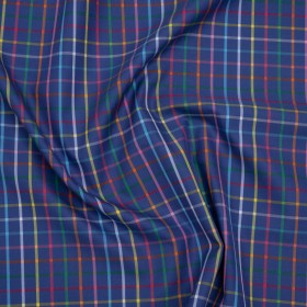 Cotton Twill Shirting – Blue and Rainbow Windowpane Checks – Deadstock Cotton Twill Shirting – Blue and Rainbow Windowpane Checks – Deadstock