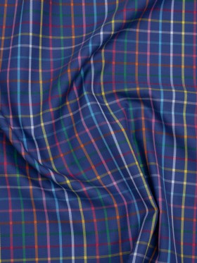 Cotton Twill Shirting – Blue and Rainbow Windowpane Checks – Deadstock Cotton Twill Shirting – Blue and Rainbow Windowpane Checks – Deadstock