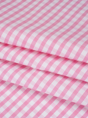 Cotton Oxford Shirting – Light Pink and White Gingham Checks – Deadstock Cotton Oxford Shirting – Light Pink and White Gingham Checks – Deadstock