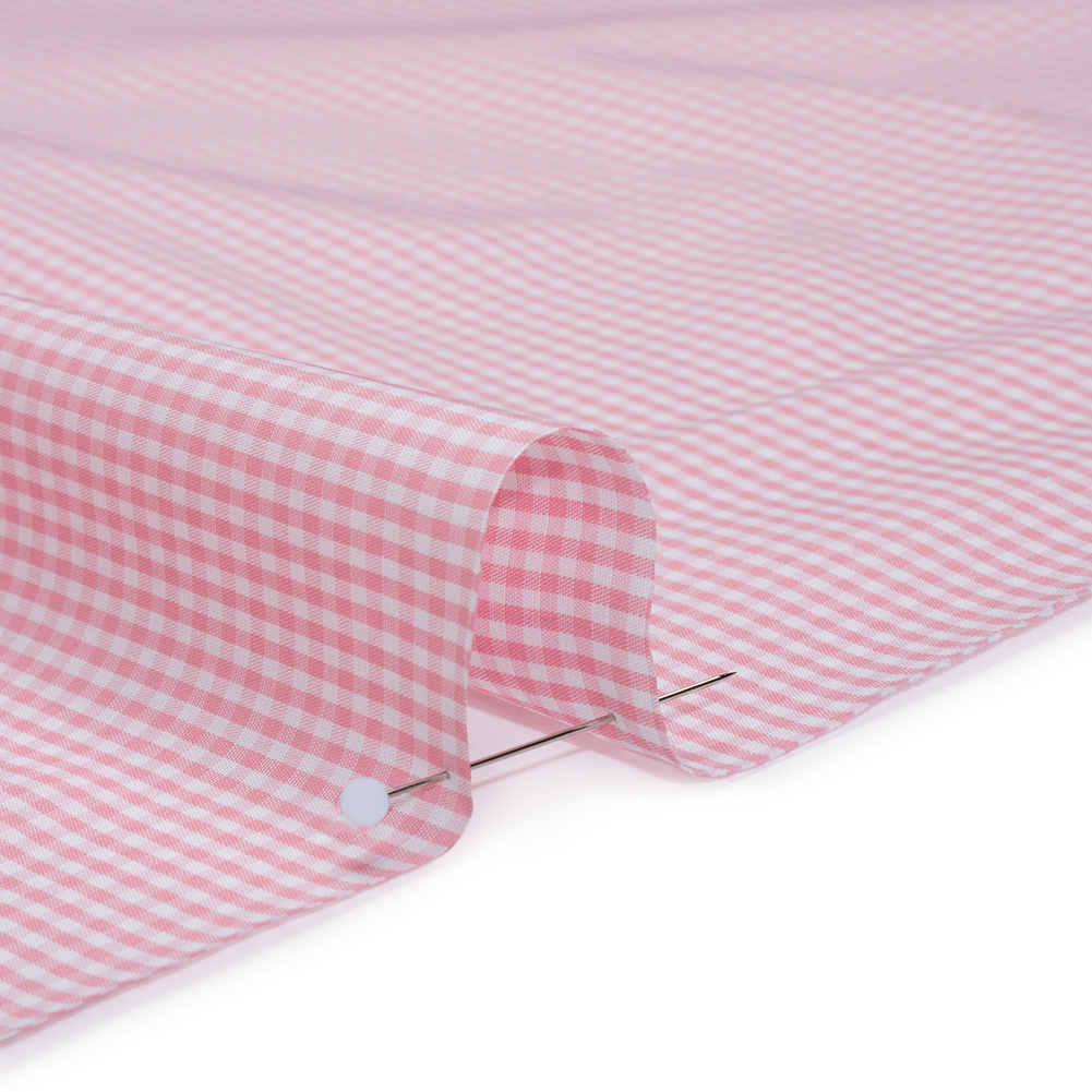 Cotton Gingham Shirting - Light Pink and White Tiny Checks - Deadstock
