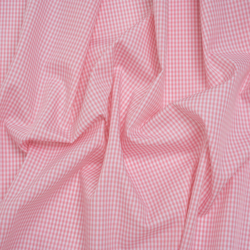 Cotton Gingham Shirting – Light Pink and White Tiny Checks – Deadstock Cotton Gingham Shirting – Light Pink and White Tiny Checks – Deadstock