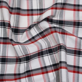 Cotton Woven – Midnight Blue, Red and White Plaid – Deadstock Cotton Woven – Midnight Blue, Red and White Plaid – Deadstock