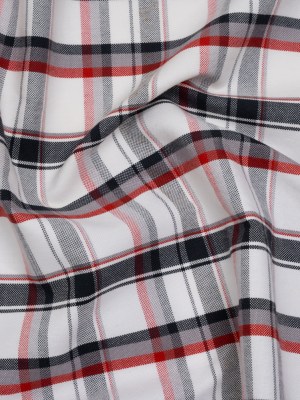 Cotton Woven – Midnight Blue, Red and White Plaid – Deadstock Cotton Woven – Midnight Blue, Red and White Plaid – Deadstock