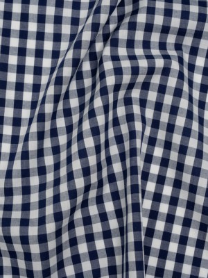 Cotton Gingham Shirting – Dark Teal Blue and White Checks – Deadstock Cotton Gingham Shirting – Dark Teal Blue and White Checks – Deadstock