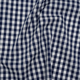 Cotton Gingham Shirting – Dark Teal Blue and White Checks – Deadstock Cotton Gingham Shirting – Dark Teal Blue and White Checks – Deadstock