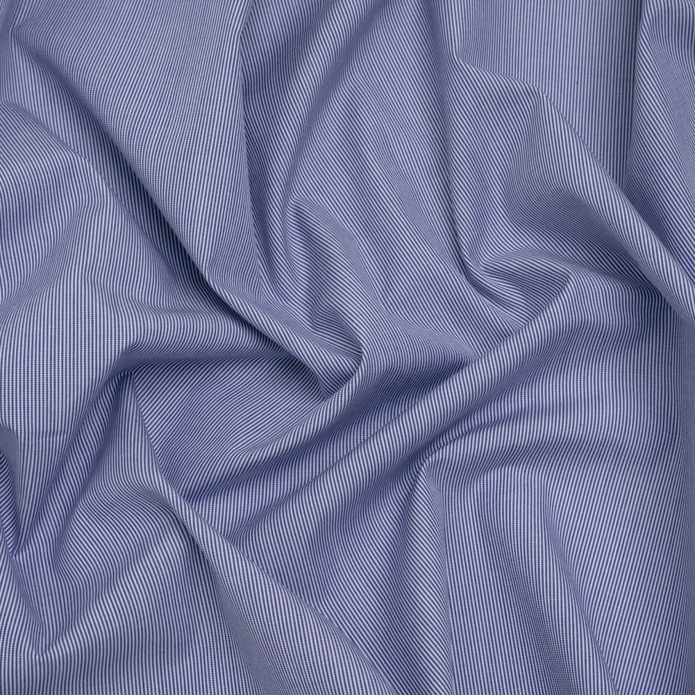 Cotton Shirting – Blue and White Narrow Stripes – Deadstock Cotton Shirting – Blue and White Narrow Stripes – Deadstock