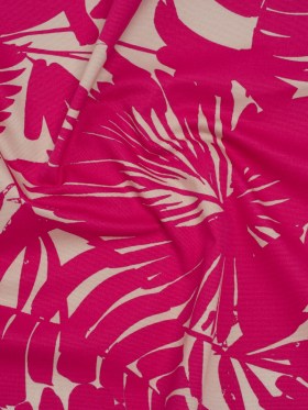 Stretch Cotton Faille Print by Trina Turk – Hot Pink and Light Gray Palm Leaves – Designer Deadstock Stretch Cotton Faille Print by Trina Turk – Hot Pink and Light Gray Palm Leaves – Designer Deadstock