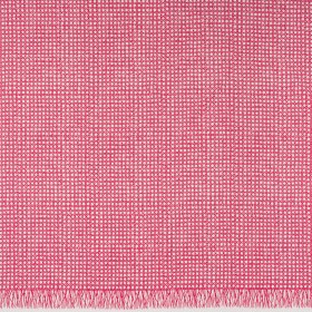 Textured Stretch Cotton Basketweave Panel by Trina Turk – Hot Pink and White Circle Grid and Printed Fringe Border – Designer Deadstock Textured Stretch Cotton Basketweave Panel by Trina Turk – Hot Pink and White Circle Grid and Printed Fringe Border – Designer Deadstock