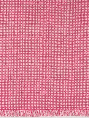 Textured Stretch Cotton Basketweave Panel by Trina Turk – Hot Pink and White Circle Grid and Printed Fringe Border – Designer Deadstock Textured Stretch Cotton Basketweave Panel by Trina Turk – Hot Pink and White Circle Grid and Printed Fringe Border – Designer Deadstock