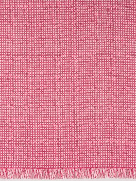 Textured Stretch Cotton Basketweave Panel by Trina Turk – Hot Pink and White Circle Grid and Printed Fringe Border – Designer Deadstock Textured Stretch Cotton Basketweave Panel by Trina Turk – Hot Pink and White Circle Grid and Printed Fringe Border – Designer Deadstock