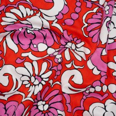 Stretch Cotton Jacquard Print by Trina Turk – Hot Pink, Red and White Florals on Ogees – Designer Deadstock Stretch Cotton Jacquard Print by Trina Turk – Hot Pink, Red and White Florals on Ogees – Designer Deadstock