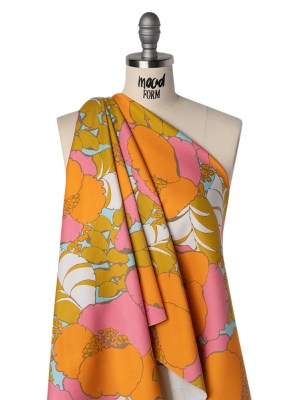 Stretch Cotton Broken Twill Print by Trina Turk – Pink, Orange and Sky Blue Floral – Designer Deadstock Stretch Cotton Broken Twill Print by Trina Turk – Pink, Orange and Sky Blue Floral – Designer Deadstock