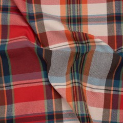 Super Stretchy Cotton Twill by Trina Turk – Red, Blue and Orange Plaid – Designer Deadstock Super Stretchy Cotton Twill by Trina Turk – Red, Blue and Orange Plaid – Designer Deadstock