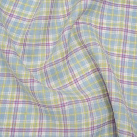 Lightweight Linen Woven – Purple, Sky Blue and Lime Green Plaid Lightweight Linen Woven – Purple, Sky Blue and Lime Green Plaid