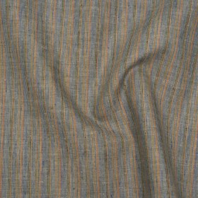 Medium Weight Linen Woven – Blue, Orange and Olive Stripes Medium Weight Linen Woven – Blue, Orange and Olive Stripes