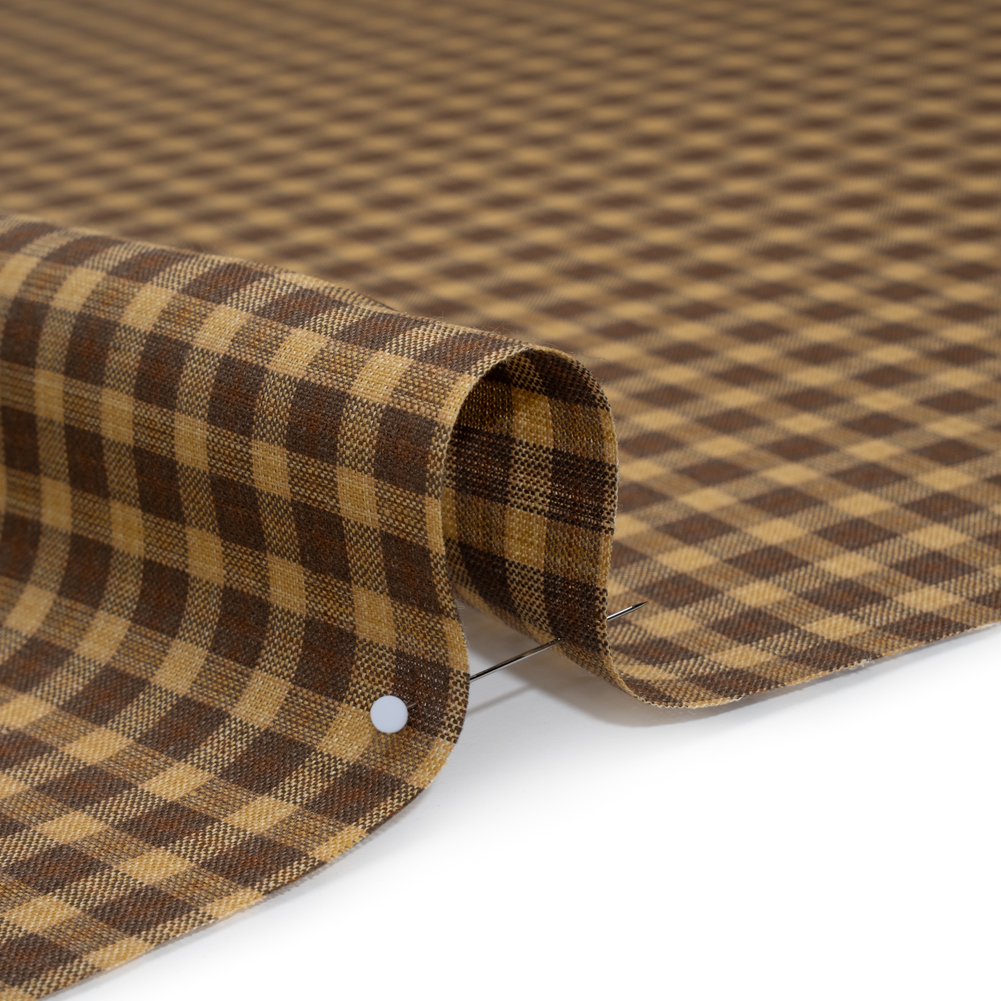 Medium Weight Linen Woven – Brown and Beige Plaid Medium Weight Linen Woven – Brown and Beige Plaid