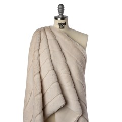 Plush Medium Pile Recycled Polyester Faux Fur with Cut Stripes – Ecru Plush Medium Pile Recycled Polyester Faux Fur with Cut Stripes – Ecru