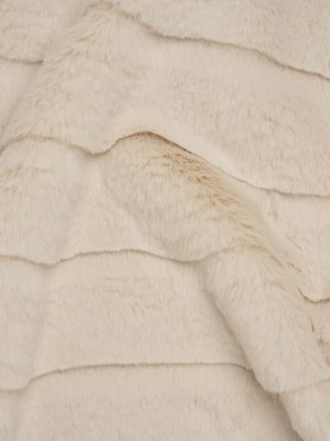 Plush Medium Pile Recycled Polyester Faux Fur with Cut Stripes – Ecru Plush Medium Pile Recycled Polyester Faux Fur with Cut Stripes – Ecru
