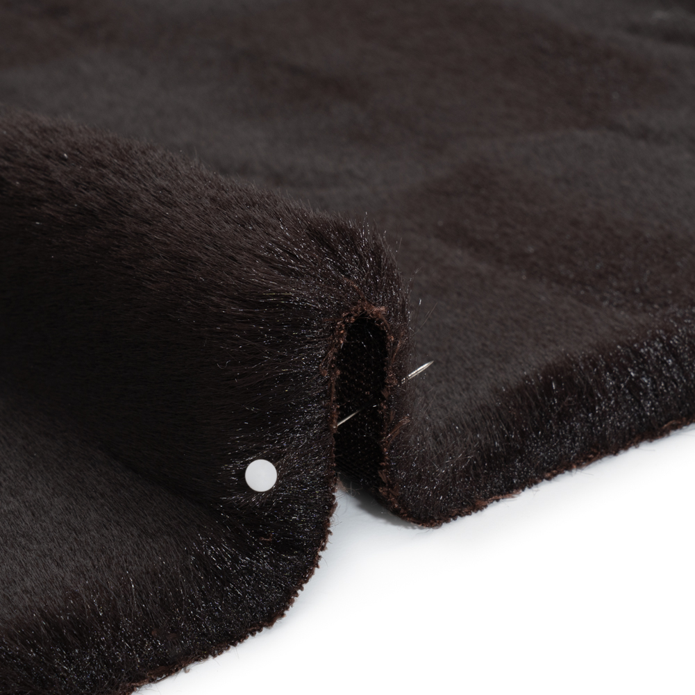 Plush Short Pile Recycled Polyester Faux Fur - Dark Brown Abstract Texture