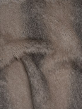 Plush Three-Tone Long Pile Recycled Polyester Faux Fur – Gray, Tan and Charcoal Soft Stripes Plush Three-Tone Long Pile Recycled Polyester Faux Fur – Gray, Tan and Charcoal Soft Stripes