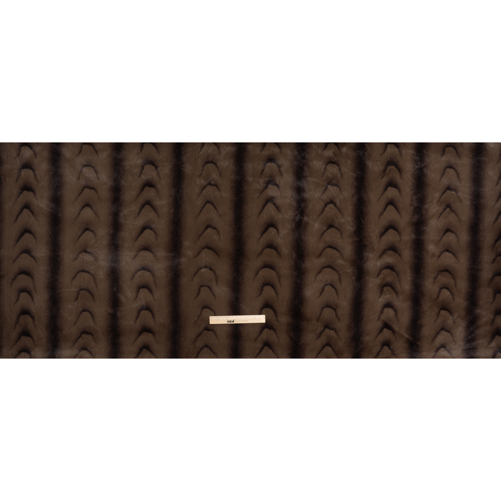 Plush Short Pile Recycled Polyester Faux Fur - Light Brown and Black Woodgrain Print