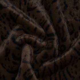 Plush Short Pile Recycled Polyester Faux Fur – Chocolate Brown and Black Animal Print Plush Short Pile Recycled Polyester Faux Fur – Chocolate Brown and Black Animal Print
