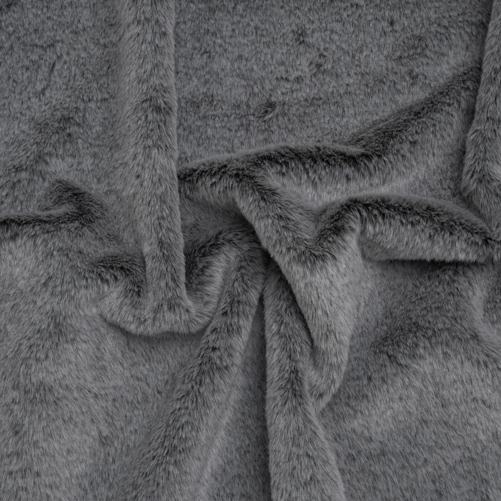 Two-Tone Short Pile Recycled Polyester Faux Fur – Black and Gray Two-Tone Short Pile Recycled Polyester Faux Fur – Black and Gray