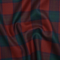 Virgin Wool Twill Made in Italy – Wine Red, Navy and Green Check Plaid Virgin Wool Twill Made in Italy – Wine Red, Navy and Green Check Plaid
