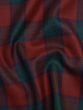 Virgin Wool Twill Made in Italy – Wine Red, Navy and Green Check Plaid Virgin Wool Twill Made in Italy – Wine Red, Navy and Green Check Plaid