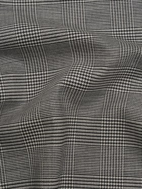 Stretch Wool Twill Suiting Made in Italy – Black and White Glen Plaid Stretch Wool Twill Suiting Made in Italy – Black and White Glen Plaid