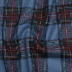 Virgin Wool Twill Made in Italy – Blue and Dark Red Plaid Virgin Wool Twill Made in Italy – Blue and Dark Red Plaid